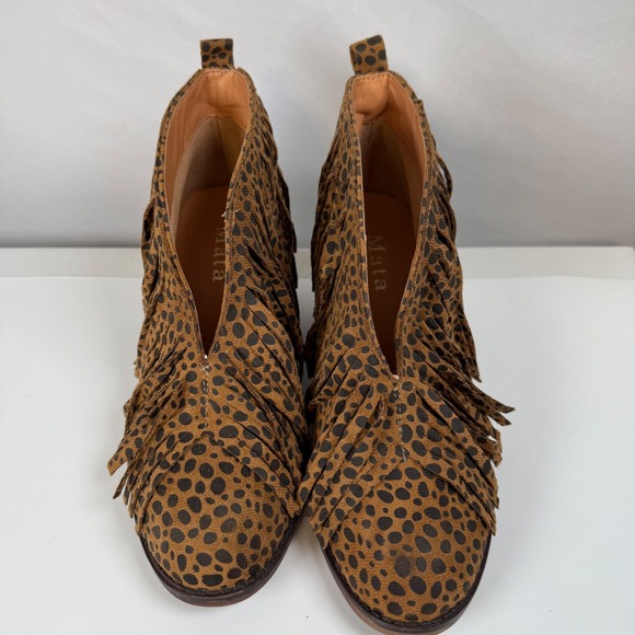 Maya Babe Fringe Ankle Boots Women's Cheetah Print Western Style Fun‎ Fashion 10 - Picture 6 of 15